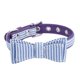 thumbnail image 1 of Collar morado para cachorros y mascotas, collar ajustable con lazo a rayas para perros, 1 of 8