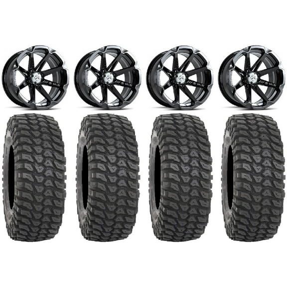 MSA Black Diesel 15" UTV Wheels 33" XCR350 Tires Kawasaki Mule Pro FXT