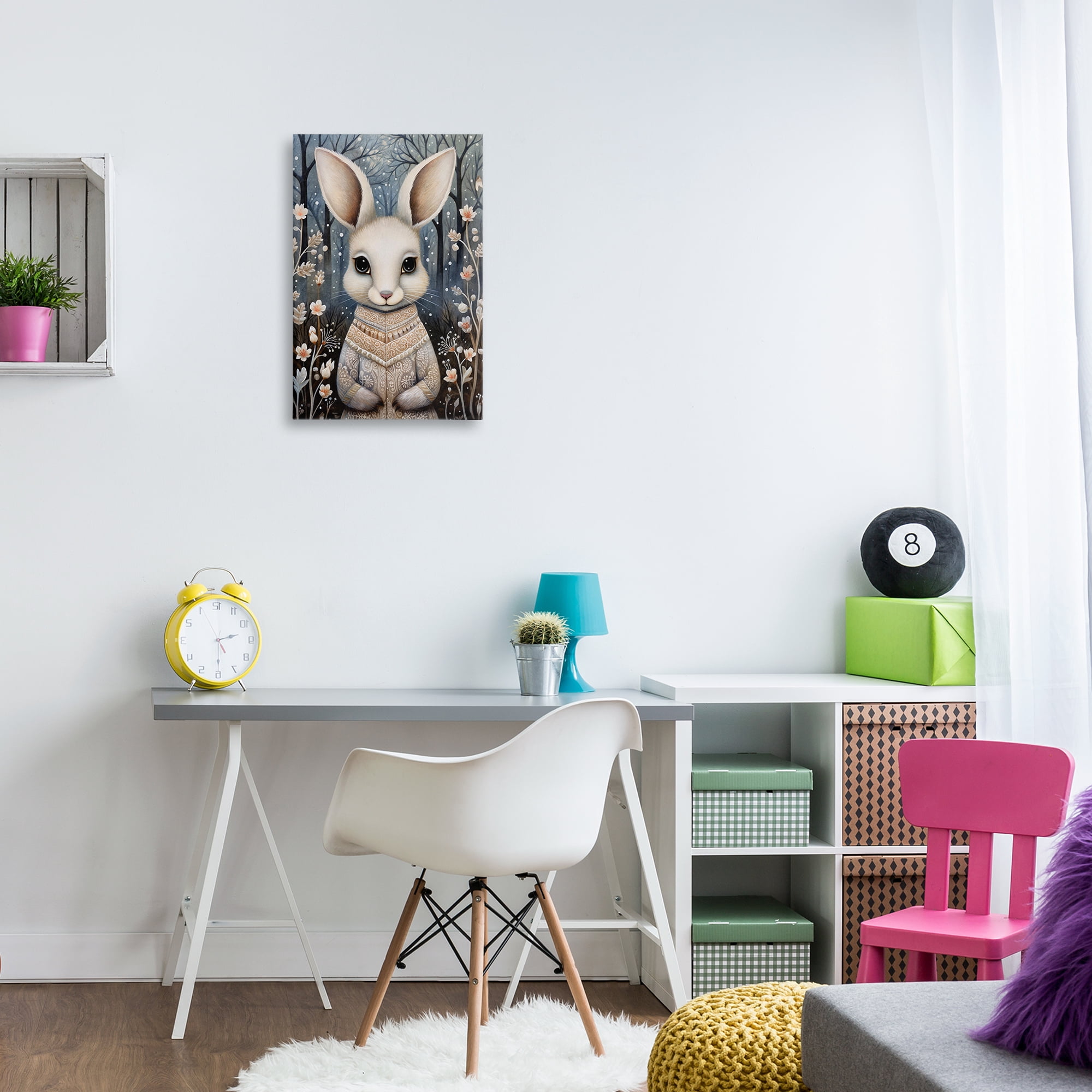 Stupell Industries Woodland White Rabbit Animals & Insects Painting Gallery Wrapped Canvas Art Print Wall Art, 16 x 24