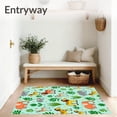 thumbnail image 3 of ODIKA 5'x7' Machine Washable Non-Slip Area Rug, Playful Safari Friends with Jungle Leaves and Whimsical Creatures High Traffic Rug, Teal, 679882, 3 of 7