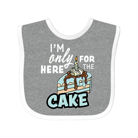 

Inktastic Im Only Here for the Cake with Cake Slice Illustration Gift Baby Boy Bib