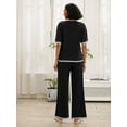 thumbnail image 3 of MINTREUS Women's Cotton 2-Piece Loungewear Short-Sleeve Round-Neck Pullover Top Wide-Leg Pants Women's PJ Casual Set S-4X, 3 of 8