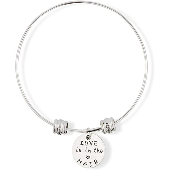 Love is in the Hair Text Fancy Charm Bangle