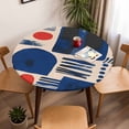 thumbnail image 5 of Abstract Blue Red Geometric Painting Elastic Fitted Round Table Cover Modern Art Waterproof Outdoor Tablecloth for Holiday Party, Picnic, Patio & Dining Fits Tables Up to 36"-44", 5 of 8