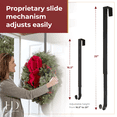 thumbnail image 6 of Haute Decor Adapt™ Adjustable Wreath Hanger with Fleur-de-lis Icon - 2 Pack - Matte Black - Over the Door Hanger Hook - Use with or without icons, 6 of 7