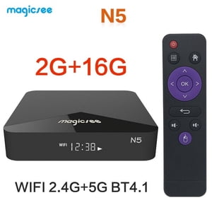 TV BOX N5 Android 9.0 TV BOX Amlogic S905X Quad-core 4K Résolution 2GB RAM 16GB ROM 2.4G 5G WiFi Définir la boîte supérieure noir_2 + 16GB double WIFI Réglementation britannique