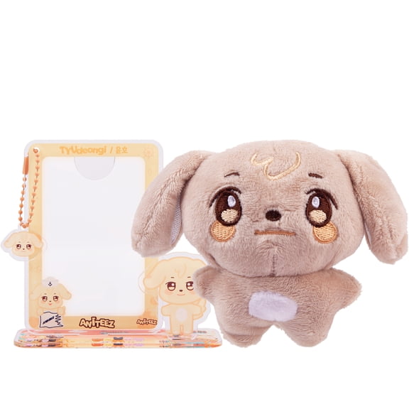 ATEEZ ANiTEEZ Collection Plush Keychain & Acrylic Stand Card Holder Set - Fits 3in Photocards (Member Assortment)