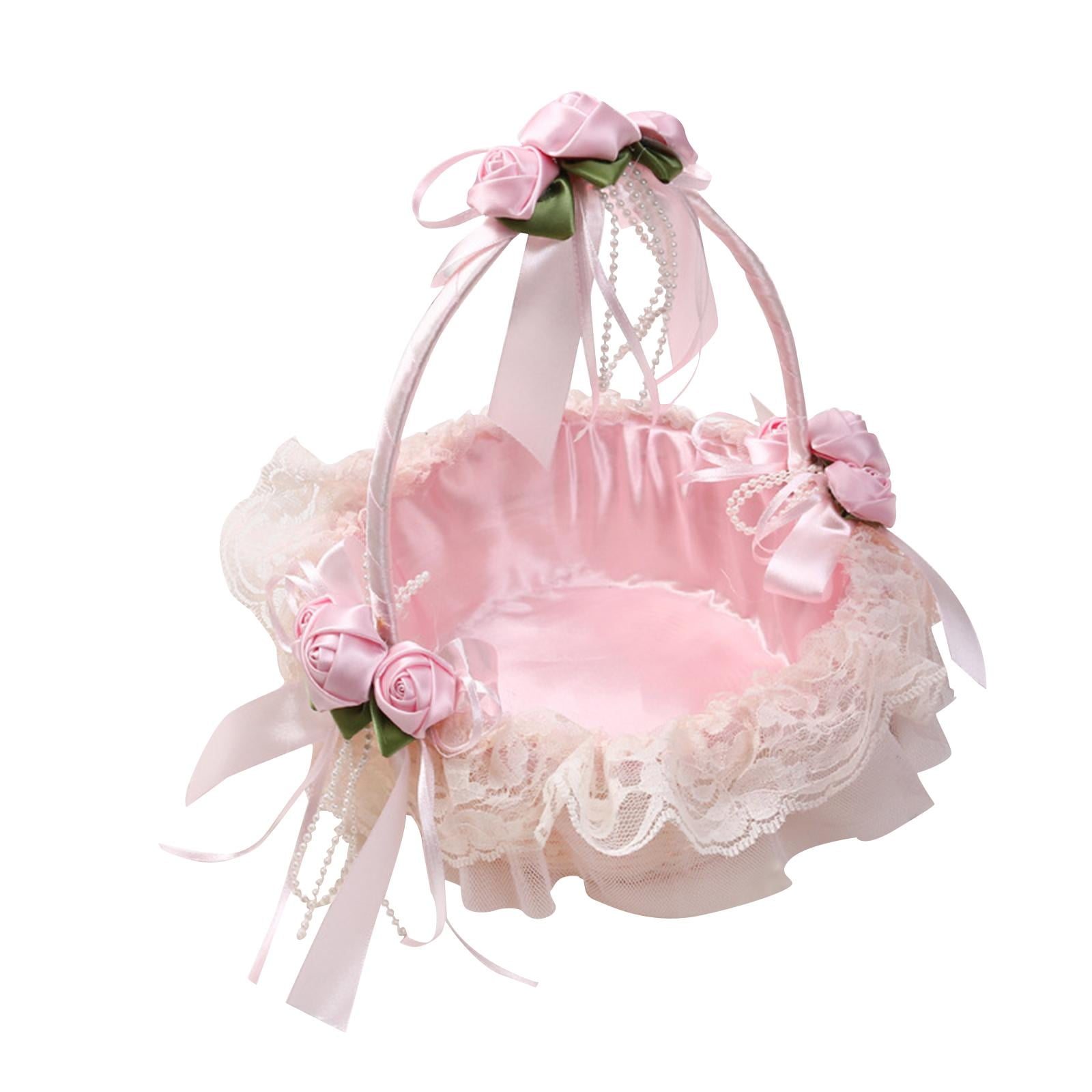 Lace Flower Girl Basket, Wedding Basket, Wedding Easter Party Favors Handbasket Fairy Lace Flower Baskets for Wedding Parties