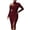 Wine, variant on Ohufall Slim Dresses for Women Pleated Long Sleeve Bodycon Dress Off-shoulder Turtleneck Midi Dress