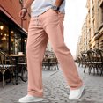 thumbnail image 2 of Yifymode Mens Corduroy Casual Pants Fashion Loose Fit Wide Leg Pants Straight Sweatpants Elastic Waist Drawstring,Pink S, 2 of 6