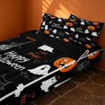 thumbnail image 2 of Erosebridal Spooky Animal Pumpkin Zipper Twin Comforter Sets with Fitted Sheet and 2 Pillowcases, Happy Halloween Zipper Bedding Set for Boys Girls, Black Orange White, Black Reversible, 2 of 7