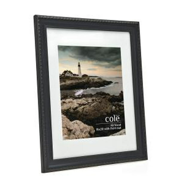 16x20/11x14 Kingston Black Wooden Beaded Picture Photo Frame with White