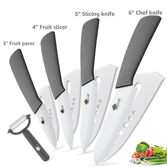 Ceramic Knives Complete Kitchen Unit,3 4 5 6inch Chef Knife Utility Fruit Slicing Peeler with Sheath White Blade