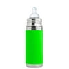 Pura Kiki 9 oz / 260 ml Stainless Steel Insulated Infant Bottle with Silicone Nipple & Sleeve, Green (Plastic Free, NonToxic Certified, BPA Free)