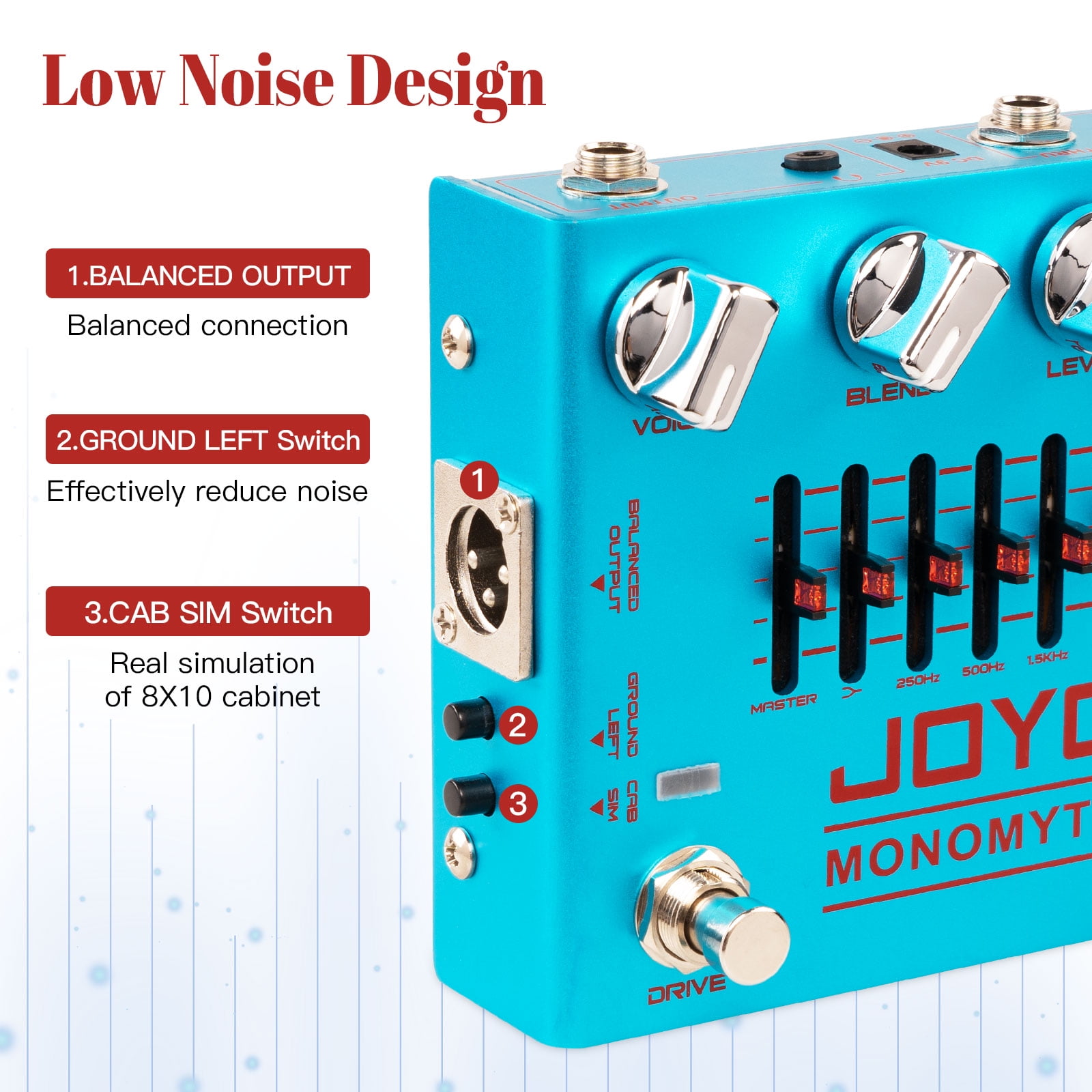 JOYO R-26 Bass Guitar Pedals Overdrive Amp Simulator Effect Pedal EQ Noise Reduction