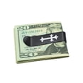 thumbnail image 3 of Bling Jewelry Mens Two Tone Silver Black Stainless Steel Fleur de Lis Cross Men's Money Clip Holder, 3 of 4
