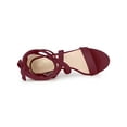 thumbnail image 4 of BLISSFUL STEP Crisscross Lace Up Mid Block Heels Sandals for Women Burgundy 7, 4 of 7