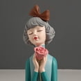 thumbnail image 4 of GROWTH TANK Statue en Résine Rangement de Fleurs Séchées, Visage Animé pour Filles Bleu Décoratif, 4 of 6