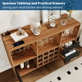 thumbnail image 4 of BouPower 47in Wine Bar Cabinet, Modern Kitchen Sideboard Buffet Cabinet Wood Liquor Coffee Bar with Charging Station LED Lights and Wine Racks for Living Room Dining Room, 4 of 6