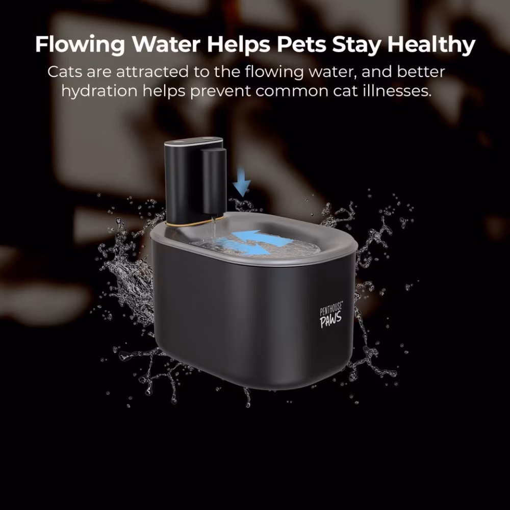 thumbnail image 5 of Penthouse Paws Smart Wireless Water Fountain, 3.5L, App-Controlled, Ultra-Quiet, Motion Sensor, 45-Day Battery Life, 5-Level UV Filtration, Portable Pet Drinking Fountain, for Cat & Dog, Black, 5 of 13