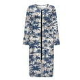 thumbnail image 5 of FOR U DESIGNS Palm Tree Pattern House Dresses for Woman Zip Up House Dresses for Older Women, Breathable Long Sleeve Duster Robe Sleep Dress with Pockets, L, 5 of 8