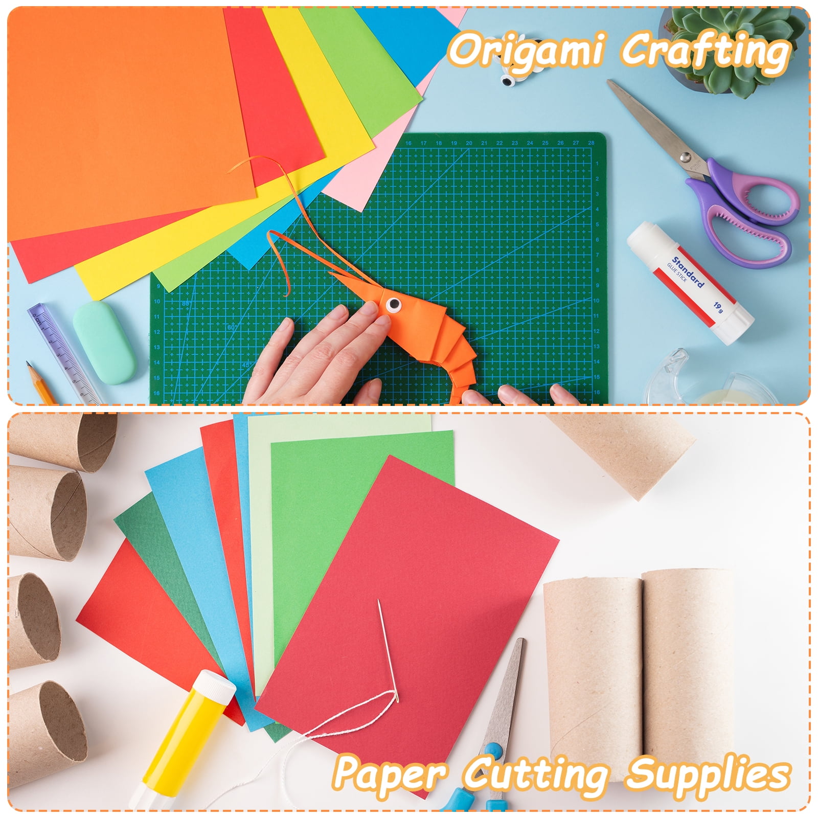 Uxcell 100Pcs Colored Cardstock Paper, 8 x 8 Inch Multicolor Origami Paper for Paper DIY Art Supplies, Paper Painting, Scrapbooking, Paper Crafting