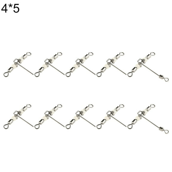 UDIYO 10Pcs 3 Way T-shape Carp Fishing Rolling Swivel Connectors with Luminous Beads
