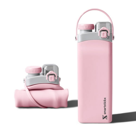 Collapsible Water Bottle with Straw - 20 OZ - Pink