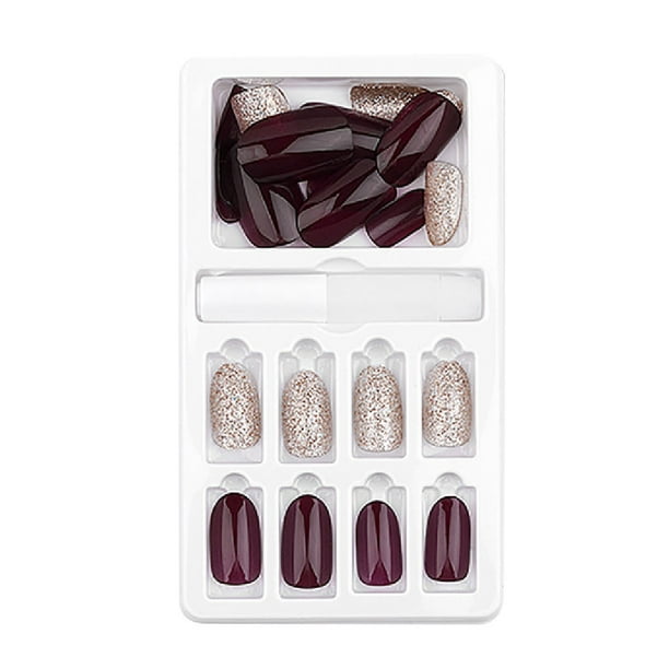 Fake Nails Reusable Stick On Nails Press On Full Cover False Nail Tips 24pc Beauty Products - Walmartcom