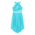 thumbnail image 3 of MSemis Kids Girls Shiny Rhinestone Sleeveless Lyrical Ballet Leotard Tulle Skirt Modern Contemporary Light blue 16, 3 of 6