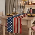 thumbnail image 2 of American Flag Table Runner, Vintage USA Flag Wooden Washable Cotton Linen Table Runners 60 Inches Long, Dresser Scarf Runner for Coffee/TV Stands/Kitchen/Cabinets 13''x60'', 2 of 9