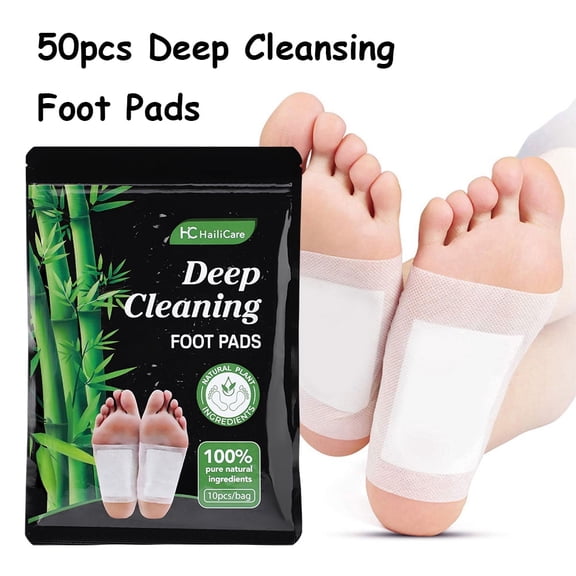 Deep Cleansing Foot Pads, 50Pcs Natural Herbal Foot Patches with Mugwort Bamboo Charcoal, Bamboo Foot Pads Cleanse, Moisturize & Energize for Men & Women
