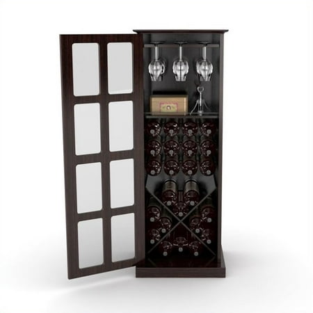 Pemberly Row Windowpane 24 Wine Cabinet In Espresso Walmart