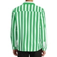 thumbnail image 3 of INSPIRE CHIC Men's Shirts Vertical Striped Long Sleeve Button Up Regular Fit Casual Shirt XL Green White, 3 of 7