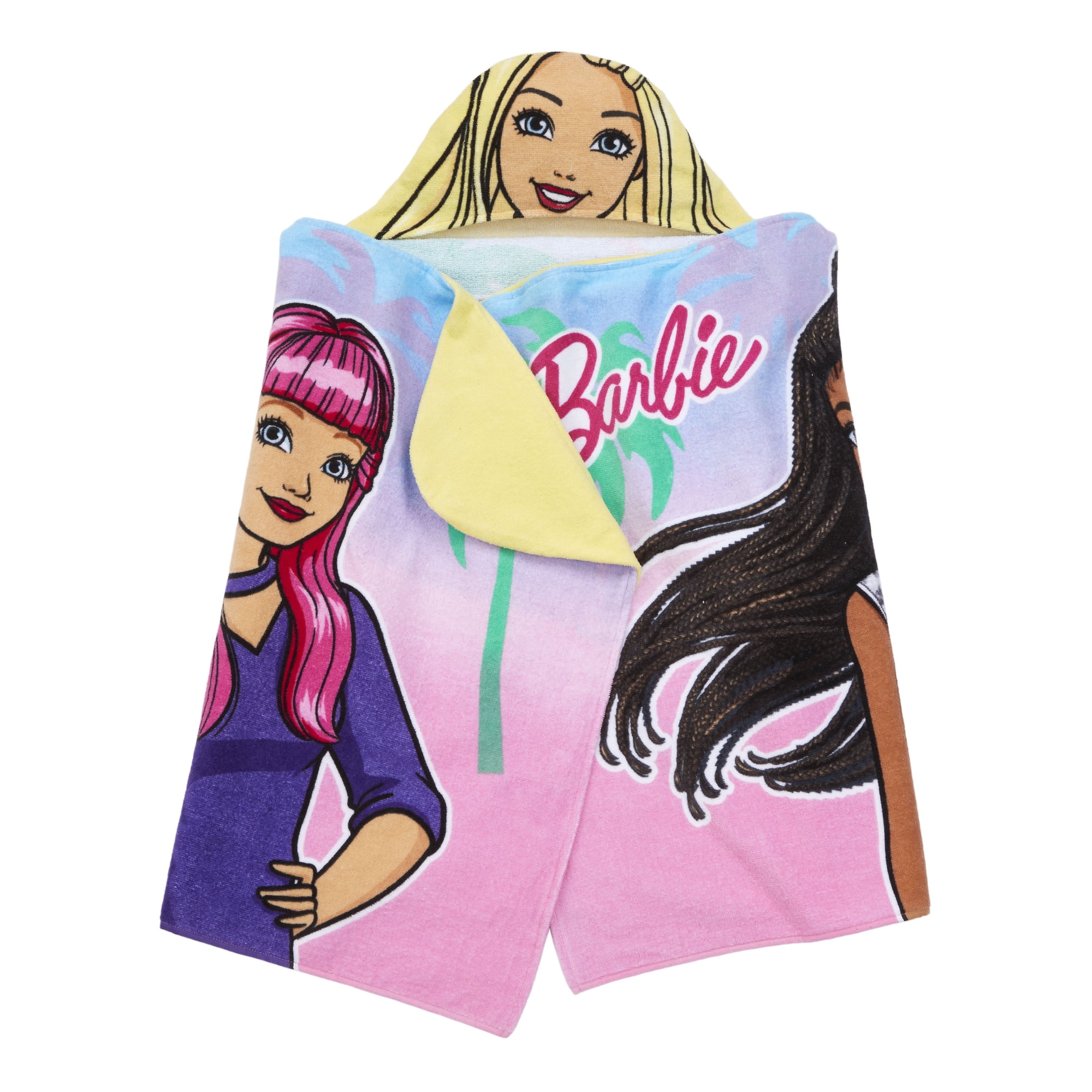 Barbie Kids Hooded Towel, Cotton, Pink, Mattel
