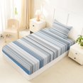 thumbnail image 5 of Castle Fairy Retro Horizontal Stripe Twin Sheets 3pcs,Minimalism Thin Line Bedding,Blue Gray White,1 Flat Sheet, 1 Fitted Sheet and 1 Pillowcase, 5 of 7