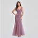 thumbnail image 4 of Vestido de noche con escote en V, tul bordado con lentejuelas, vestido de fiesta de sirena sexy, vestido formal para mujer, 4 of 6