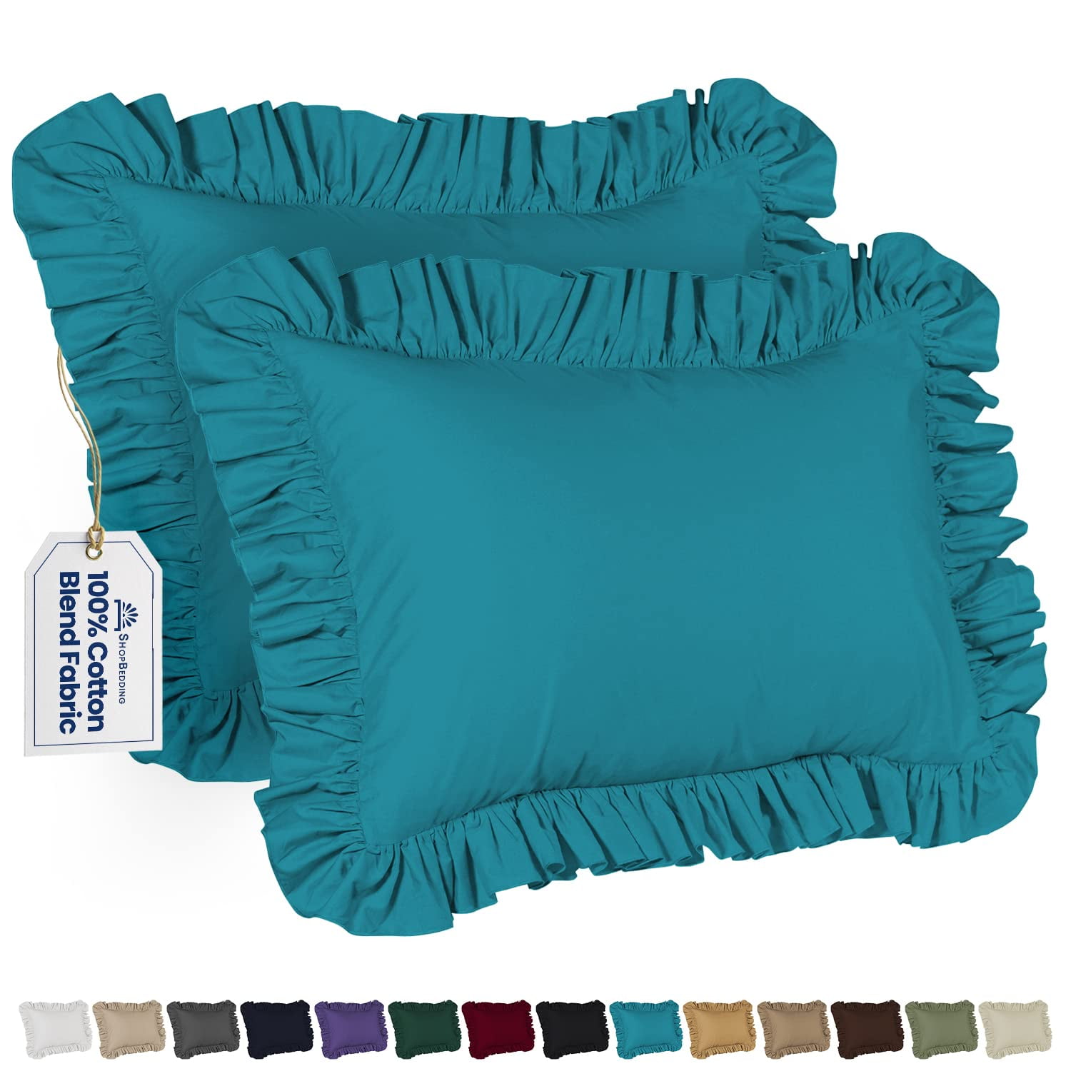 Ruffle Pillow Case Queen Pillow Sham (Camel), Ruffle Pillow Cover