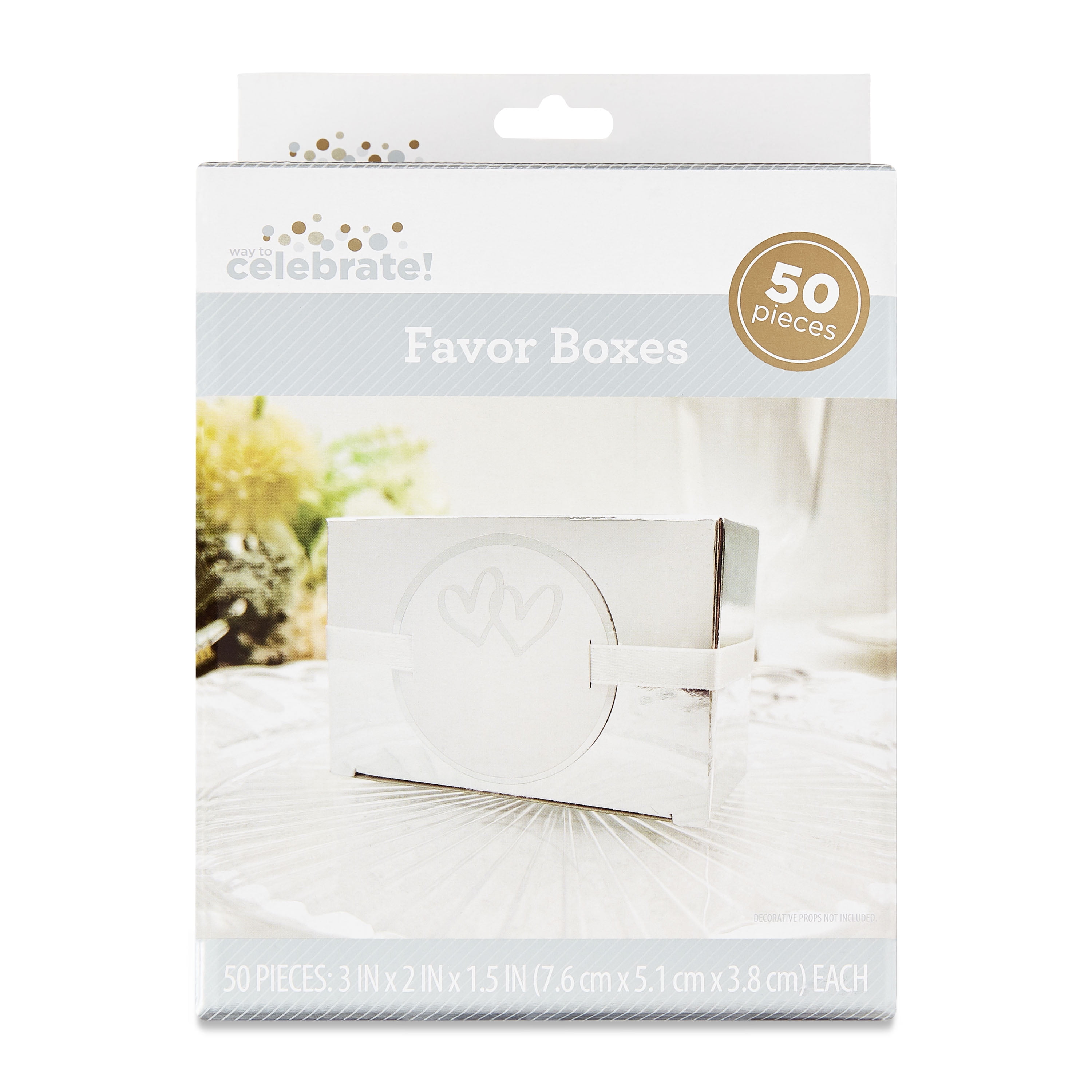 Silver Wedding Favor Boxes, 3" x 2", 50 Count, by Way To Celebrate