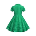 thumbnail image 3 of YOUYEDIAN Kids Notch Lapel 50s Dress for Girls Vintage Retro 1950s Polka Dot Dress for Girls 50's Swing Dress (Green, 8-9 Years), 3 of 4