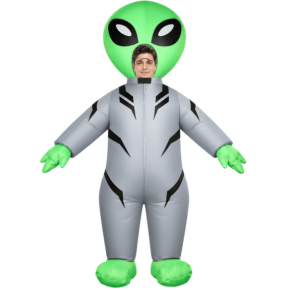 Inflatable Alien Halloween Costume for Adults, 6.6 FT Giant Blow‑up Alien Suit, Battery Powered Funny Cosplay Costume for Halloween Party, Trick‑or‑Treat, Costume Contest
