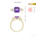 thumbnail image 4 of ANGARA Natural Square Emerald-Cut 2 ct Amethyst and Diamond Three Stone Ring in 14K Yellow Gold for Women (Size-8mm) | February Birthstone, Anniversary, Jewelry Gift for Women | Natural Amethyst Ring, 4 of 8
