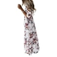 thumbnail image 4 of DYMADE Women Plus Size Off Shoulder Suspender Short Sleeve Printed Long Dress, 4 of 5