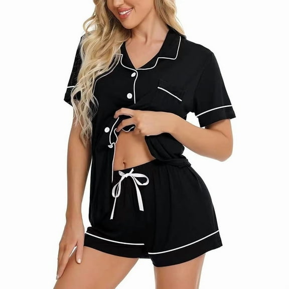 Women's Modal Casual & Cozy Pajama Sets, Black