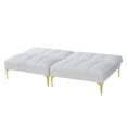 thumbnail image 3 of Convertible sofa bed futon with gold metal legs teddy fabric (White), 3 of 6