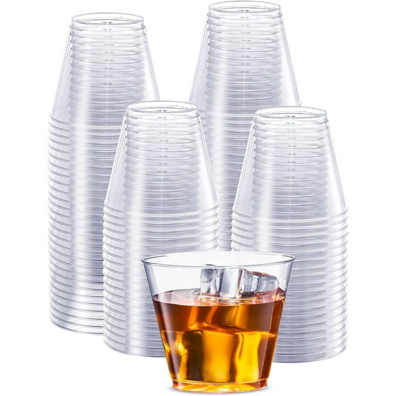 Clear Hard Plastic Cups/Tumblers [5 oz. Squat - 200 Count] Small Disposable Party Cocktail Glasses