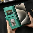 thumbnail image 3 of Compatible with iPhone 13 Pro Max Wallet Case with Card Holder [RFID Blocking] for i13 Pro Max Case Wallet Wrist Strap Durable PU Leather Magnetic Flip Folio Cover for Women and Men,Green, 3 of 11