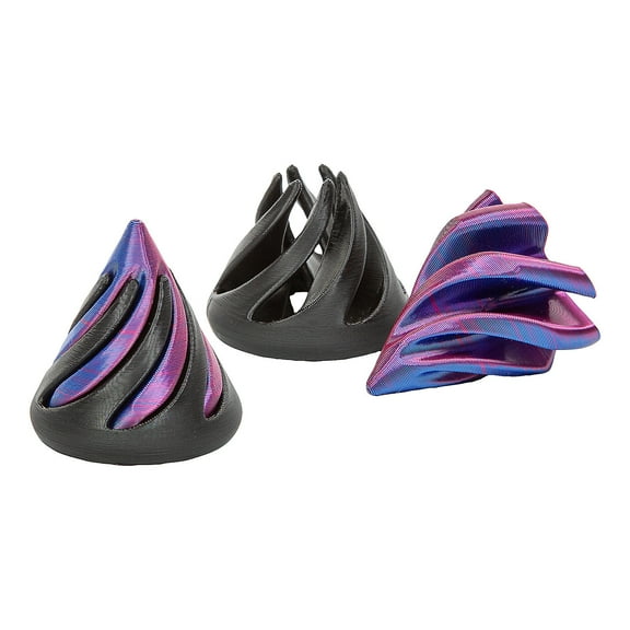 1 1/2" x 1 3/4" 3D-Printed Mini Pyramid Spiral Plastic Fidget Toys - 12 Pieces