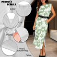 thumbnail image 7 of Garronmavis Green Polynesian Couples Matching Outfits Men's Short Sleeve Shirt Casual Hawaiian Tops Workwear and Womens Long Dress Sleeveless Split Beach Vacation Sundress, 7 of 7