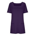 thumbnail image 6 of Fglymey Womens Summer Solid Color Square Neck Short Sleeve Dress With Pockets - Casual Athleisure Tee​​ Purple 2XL, 6 of 7